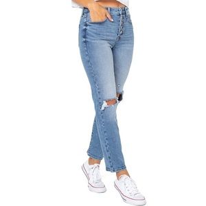 NWT Belk High-Rise Slim Straight Distressed Jeans Size 5/27